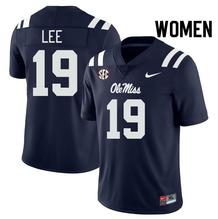 Women #19 Cayden Lee Ole Miss Rebels College Football Jerseys Stitched-Navy